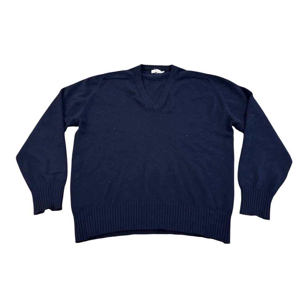 Neiman Marcus Mens 100% Pure Cashmere V-Neck Sweater Blue Made In Scotland Sz 40